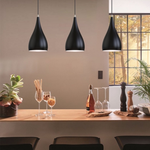Nordic Matte Black Industrial Hanging Pendant Light for Dining Room