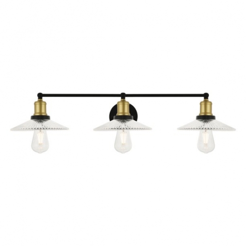 LOHASLED 3-Light Black and Gold Retro Vanity Light with Clear Glass Bowl Shade