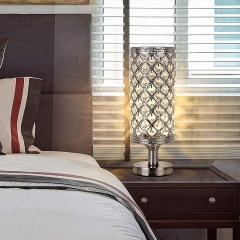 1-Light 7.09 in.Silver Crystal Table Lamp, Nightstand for Bedroom