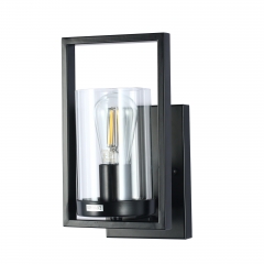1-Light Matte Black Vanity Light, with Clear Glass Shades, Bathroom Wall Lights Wall Lamp for Entryway, Lobby, Kitchen, Bathroom, Bedroom, Living Room
