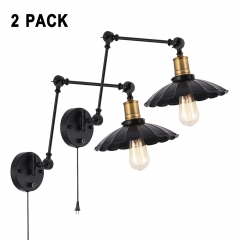 LOHAS 2 Pack Black and Gold Wall Sconces Light, E26 Base Petaloid Shade Decor Lighting for Farmhouse Bar Bedroom Living Room,Hallway