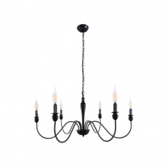 6-Light Black Traditional Chandeliers Lighting,Farmhouse Industrial Pendant Light Fixture for Bedroom, Kitchen Island, Living Room,Dining Room