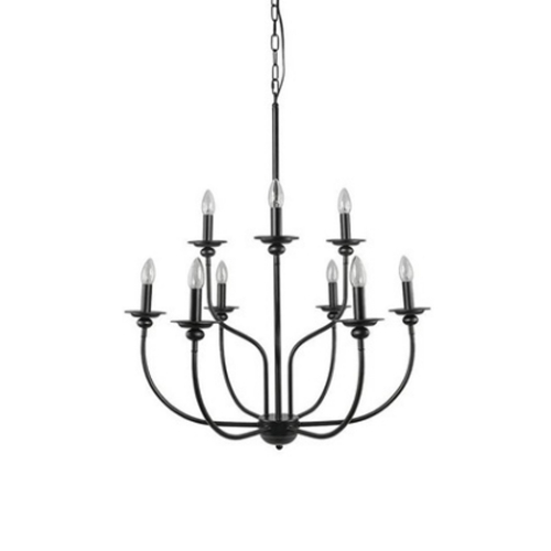 LOHAS 9-Light Black Farmhouse Chandelier,2-Tiered Chandelier,Candle Ceiling Light for Living Room,Dining Room, Kitchen,Foyer and Bedroom