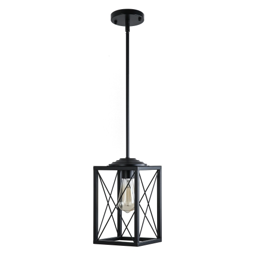LOHAS 1-Light Black Farmhouse Pendant Light, Metal Hanging Light Fixture with 66 Inch Adjustable Chain,for Kitchen Island, Bedroom, Dining Room