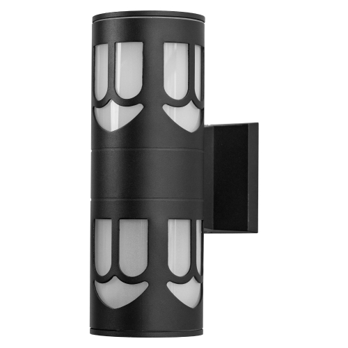 4.25 in.Aluminum Cylinder Pane Pattern Outdoor Waterproof Wall Sconce, Sanded Black Finish
