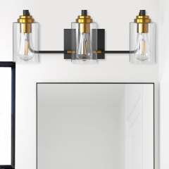 3 Lights Vintage Bathroom Vanity Lights Bathroom Light Fixtures Over Mirror Modern Matt Black Gold Bath Wall Lighting