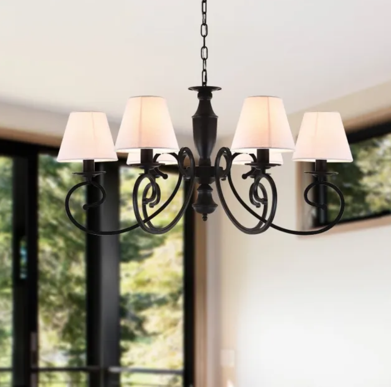 Farmhouse Chandelier With Shades