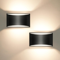 Black Modern LED Wall Sconces Set of Two, Up and Down Sconces Wall Lighting, Hardwired Indoor Wall Lights for Bedroom Living Room, Warm White 3000K(wi