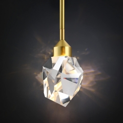 LOHAS Crystal LED Pendant Light, Gold Brushed Brass, 5W,1-Light, for Foyer, Living Room, Dining Room, Bedroom