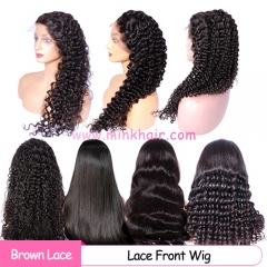 Ready-Made Brown 13x4 13x6 Lace Frontal Wigs 150% 160% Density For Sale Brazilian Mink Hair Wigs