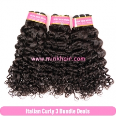 Italian Curly Hair Bundle Deals Natural Color 100% Virgin Human Hair Extensions for Women
