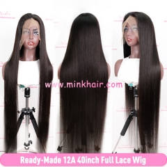 Ready-Made 12A 40inch Full Lace Wig 150% Density Silky Straight Hair