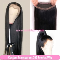 Custom Transparent 360 Frontal Wig Human Hair Wigs 180% 200% Density