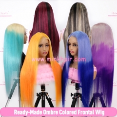 Ready-Made Frontal Wig 13x4 Transparent Lace 180% Density Ombre Colored Wig Same Wigs Used By The Celebrities