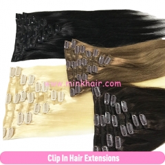Clip In Hair Extensions Mink Hair Color 1B #2 #8 #613 Blonde #27 #18 #60 8Pieces 120gram/Set 100% Brazilian Clip Hair