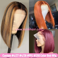 Custom #4/27 #4/30 #30 #350 #99J 4x4 13x4 Lace Bob Wig 180% Density Transparent Ombre Lace Wigs (Ready to Ship)