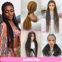 Braided Wigs Synthetic Hair Knotless Heat Resistant Frontal Wigs and Full Lace Wigs