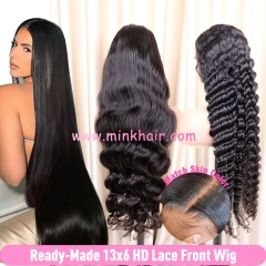 Ready-Made HD Lace Front Wig 13x6 180% 200% 250% Density Human Hair Wigs For Sale (Ready to Ship)