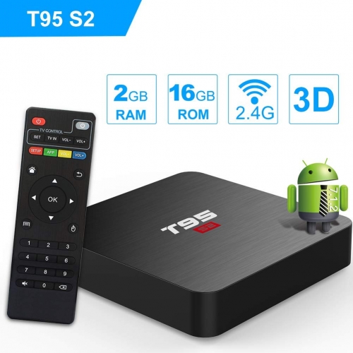 T95 S2 Android 7.1 tv box with 2GB RAM/16GB ROM Amlogic S905W Quad-core HDMI HD Support 2.4G Wifi 3D 4K