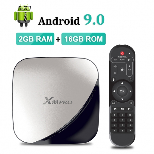 Android box 9.0, X88 PRO TV Box 2GB RAM 16GB ROM RK3318 Quad-Core 64bit Cortex-A53 Dual WiFi 2.4GHz/5GHz Support 4K 3D Video Media Player
