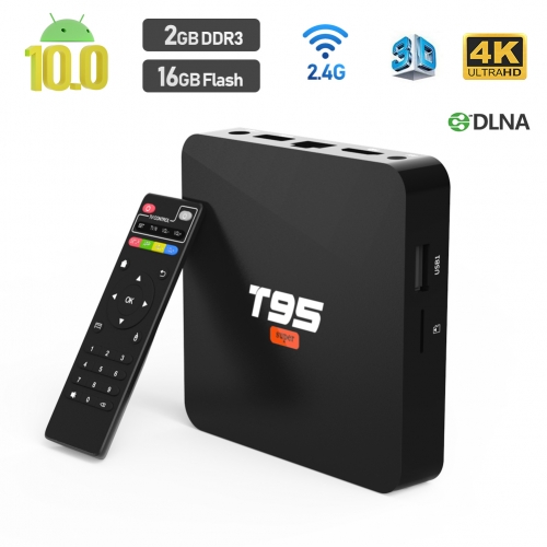 2020 Android TV Box, T95 SUPER Android 10 Box 2GB RAM 16GB ROM with Quad-Core CPU Support WiFi 2.4GHz 3D 4K/H.265 Smart TV Box