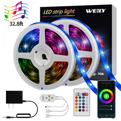WiFi LED Strip Lights 32.8FT, Music Sync Smart APP Control RGB LED Light Strip Compatible with Alexa,Google Home,Waterproof