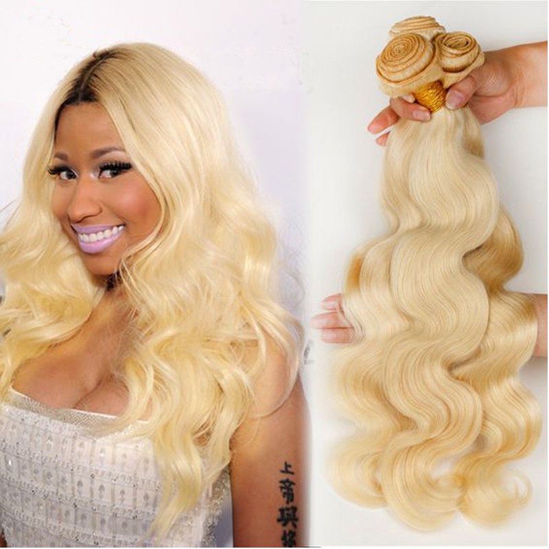 Platinum Blonde Virgin Hair 613 Color Body Wave Brazilian Virgin Human Hair Weave 3pcs Bundle