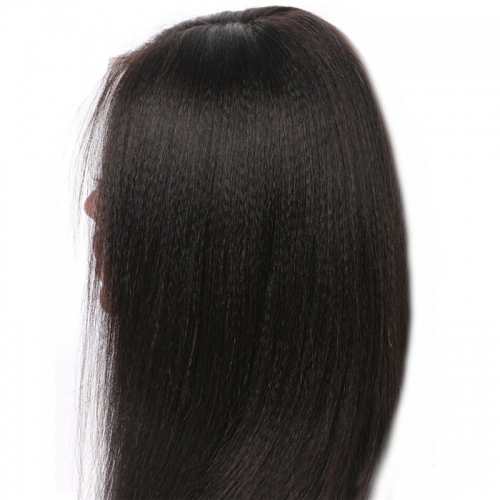 Light Yaki Straight 250% Density Lace Front Wig with Baby Hair Malaysian Virgin Hair  Human Hair Wig