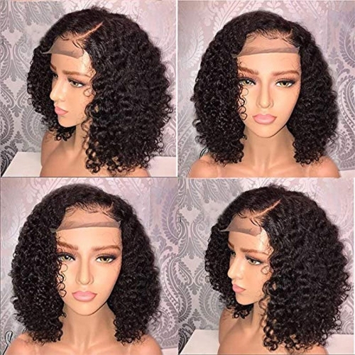 Short Bob Lace Front Human Hair Wigs Pre Plucked With Baby Hair Curly Brazilian Remy Hair Lace Front Bob Wigs 10&quot;-14&quot;