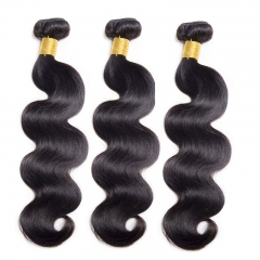 Natural Color Body Wave Indian Remy Human Hair Extensions Weave 3 Bundles