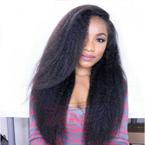 Glueless Silk Top Full Lace Wigs Italian Coarse Yaki Straight Human Hair Wigs For Black Women