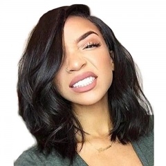 8a Brazilian Remy Human Hair Lace Front Wig Glueless Short Bob Wavy with Baby Hair for Black Women