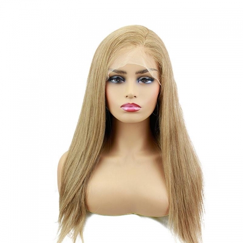 Human Hair Lace Front Wigs 8# Ash Brown Colored Pre Plucked Full Lace Wigs with Baby Hair All Around