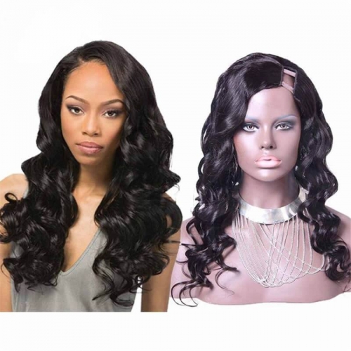 African American U Part Wigs Loose Wavy Brazilian Virgin Human Hair You Part Wig 8-24 in stock