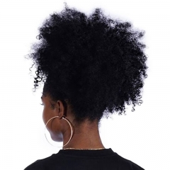 Natural Black Remy Hair Afro Kinky Curly Ponytail For Women Clip In Ponytails Human Hair