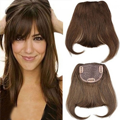 Human Hair Bangs 100% brazilian Virgin Hair Straight Clip in Bangs Machine Weft with Combs Natural Color