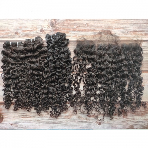 Raw Cambodian Hair Vendor Wholesale Great Quality Raw Cambodian Curly Hair Bundles Closures Frontals 100% Human Hair