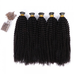 Grade Human Hair Vendors Afro Curly I Tip Extensions Free Sample Raw Cuticle Aligned Brazilian Hair, 10A Remy Hair Kinky Curl