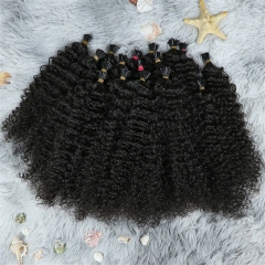 Raw And Unprocessed Indian Temple Hair Keratin I Tip Kinky Curly Hair Extensions
