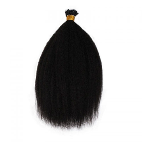 Full End Cuticle Aligned Remy Human Hair I-Tip Kinky Straight Hair