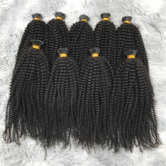 Raw Burmese Unprocessed Hair Virgin Cuticle Aligned Human Pre-Bonded Kinky Curly I Tip Hair Extensions
