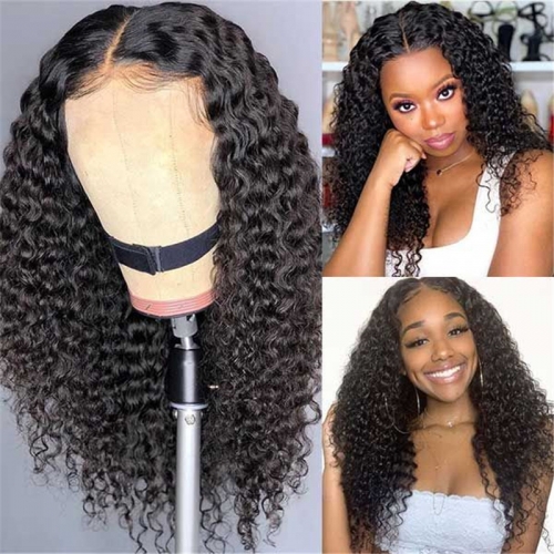 2021 Popular Style HD Transparent Lace Wigs 180% Density 13X6 Lace Front Wig Eseewigs Deep Curly Human Hair Wigs