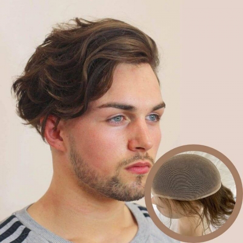 All  French LaceToupee for Men Hair Replacement System Real Human Hair 120Density 10x8‘’