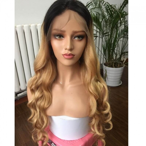 HD Lace Front Wig Human Virgin Hair Pre Plucked Lace Front Wig For Black Woman ombre 27#
