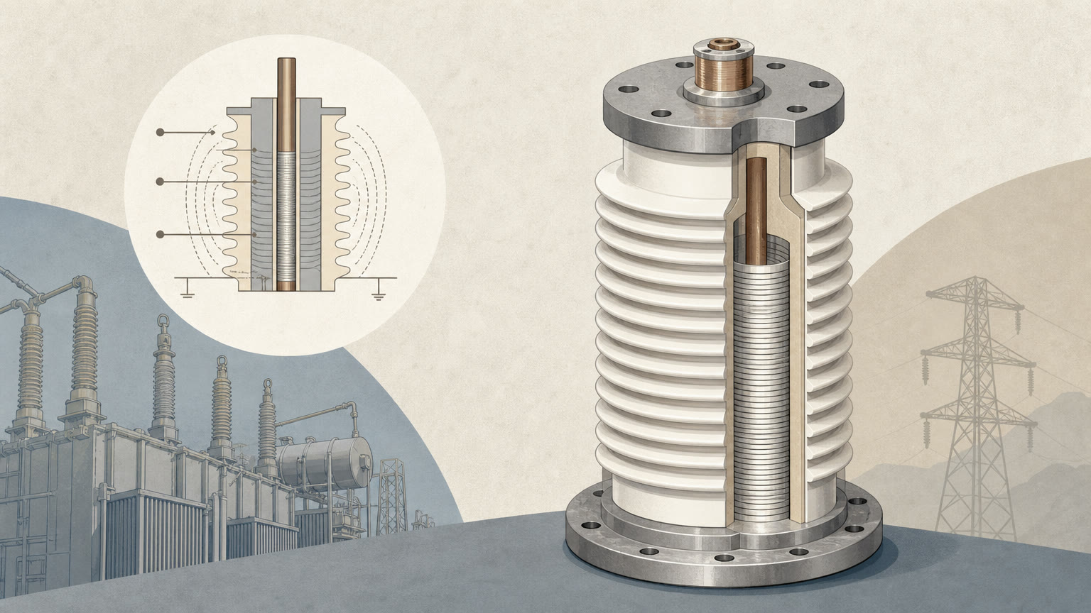 Editorial diagram for Rip Capacitive Bushing As A Dry Type High Voltage Insulation Component
