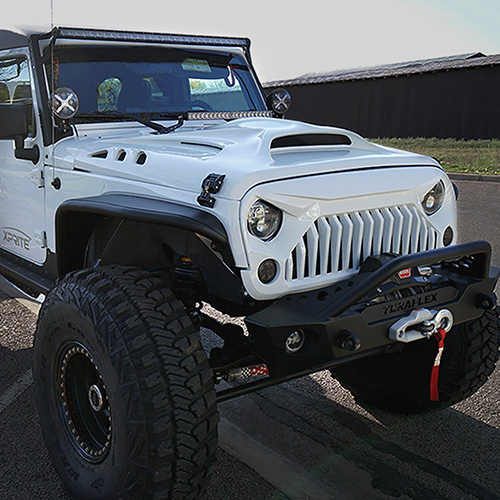 White Fury Fiberglass Hood for Jeep Wrangler JK,Hood