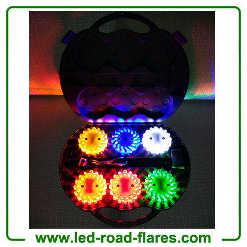 6 Packs Rechargeable Supreme Led Road Flares Kits Red Yellow Blue Amber