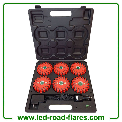 6-Pack Red 24 LED Rechargeable Led Power Flares Led Road Flares
