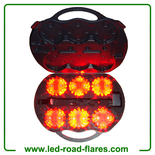 6-Pack Rechargeable Led Road Flares Amber Orange Led Light