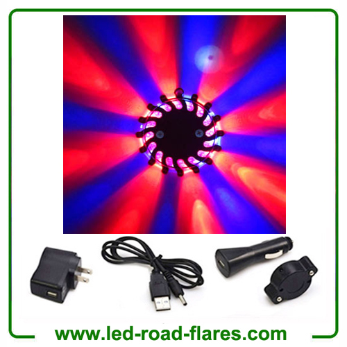 Duo Colours Red Blue Led Road Flares Rechargeable